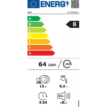 Neff S155YAX01E Máquina de lavar loiça totalmente integrável 13 conjuntos de louça