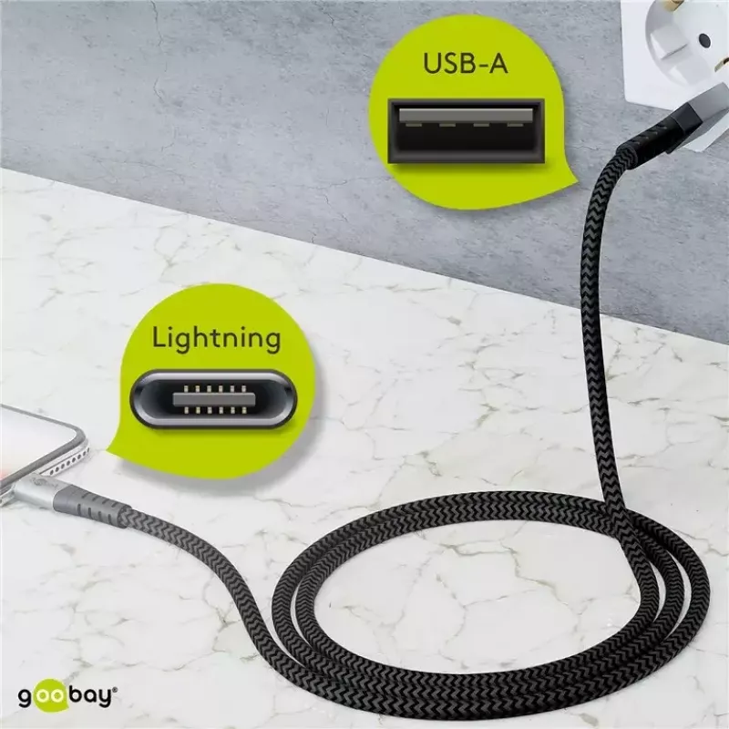 Cabo Lightning Wentronic 49267 0,5 m preto-cinzento