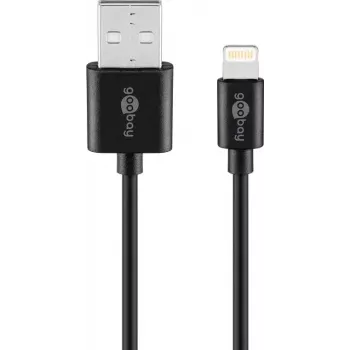 Cabo de carregamento e sincronização Goobay Lightning USB 1 m Lightning USB A CE MFi