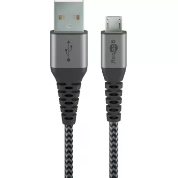 Cabo USB Wentronic 49282 USB 2.0 1 m Micro-USB B USB A preto cinzento