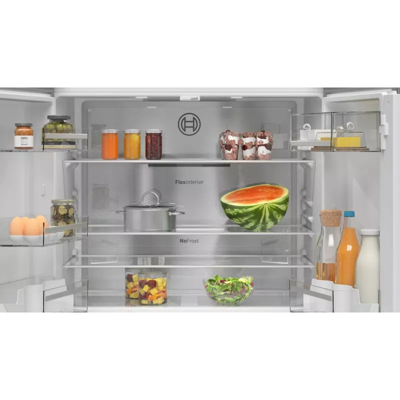 Bosch Serie 4 KFN96APEA frigorífico combinado Side-by-Side, French Door, de instalação livre, 605 l (405 l + 200 l), Home Connect, classe energética E, aço inoxidável