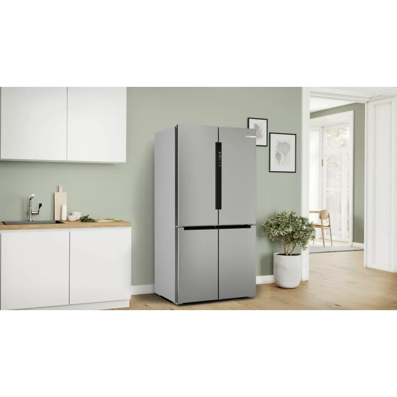 Bosch Serie 4 KFN96APEA frigorífico combinado Side-by-Side, French Door, de instalação livre, 605 l (405 l + 200 l), Home Connect, classe energética E, aço inoxidável