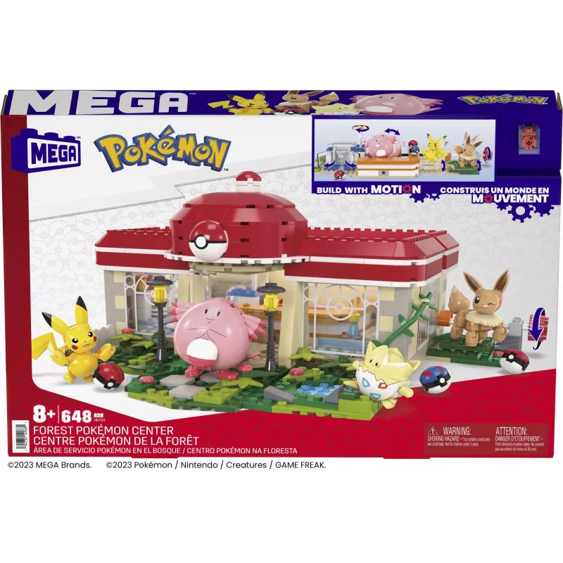 Conjunto de construção MEGA Pokémon, Centro da Floresta (648 peças) com 4 figuras de ação