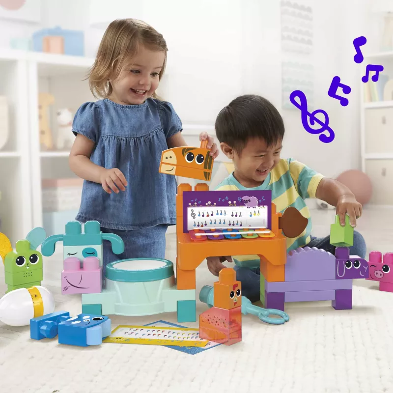 Brinquedo de construção sensorial MEGA BLOKS Fisher Price Quinta Musical (45 peças) para crianças pequenas
