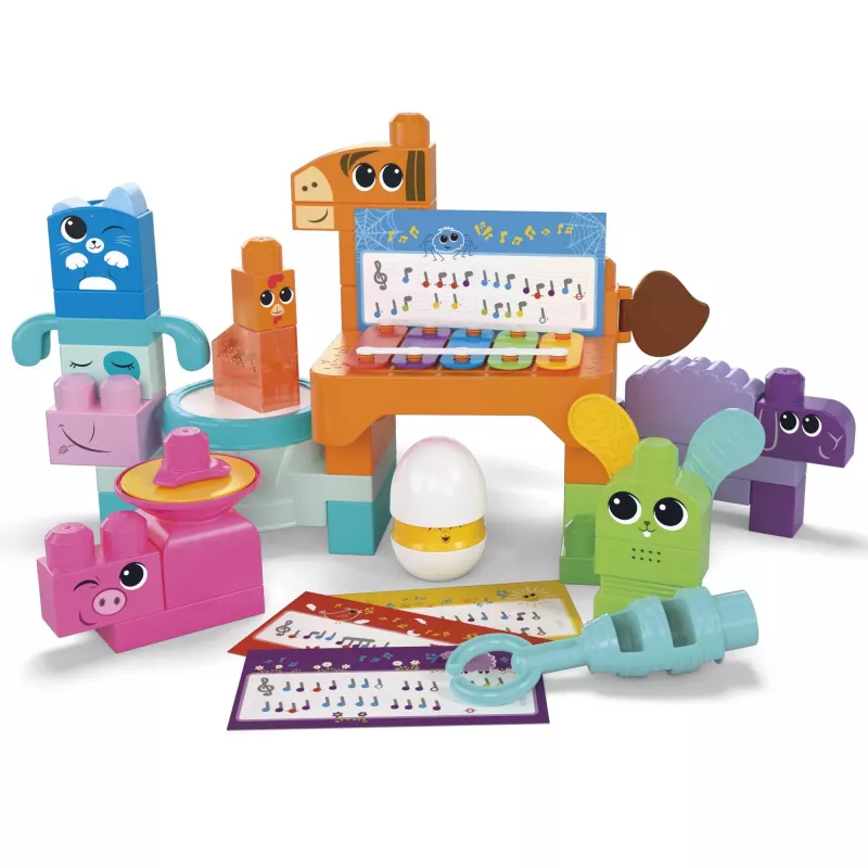 Brinquedo de construção sensorial MEGA BLOKS Fisher Price Quinta Musical (45 peças) para crianças pequenas