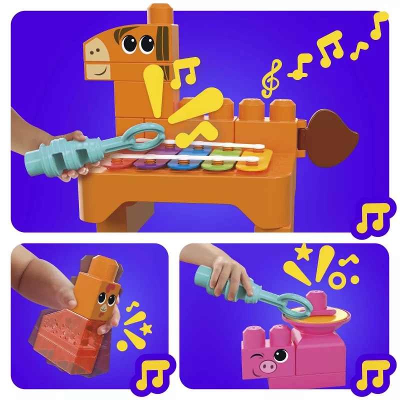 Brinquedo de construção sensorial MEGA BLOKS Fisher Price Quinta Musical (45 peças) para crianças pequenas