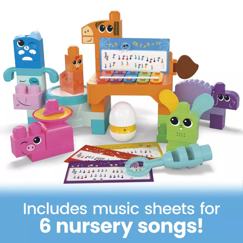 Brinquedo de construção sensorial MEGA BLOKS Fisher Price Quinta Musical (45 peças) para crianças pequenas