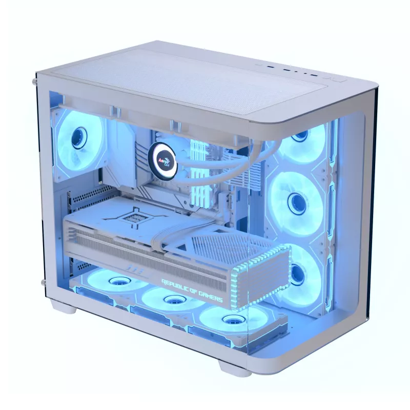 Caixa de PC Aerocool P500C Midi Tower branco ATX fonte lateral 3 ventoinhas de 120 mm