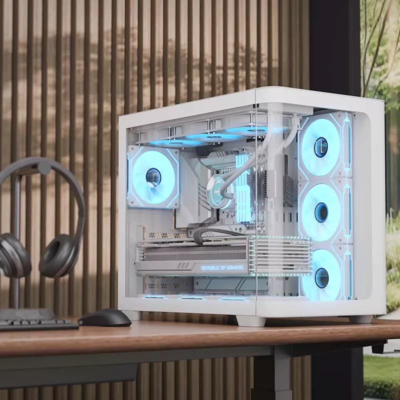 Caixa de PC Aerocool P500C Midi Tower branco ATX fonte lateral 3 ventoinhas de 120 mm
