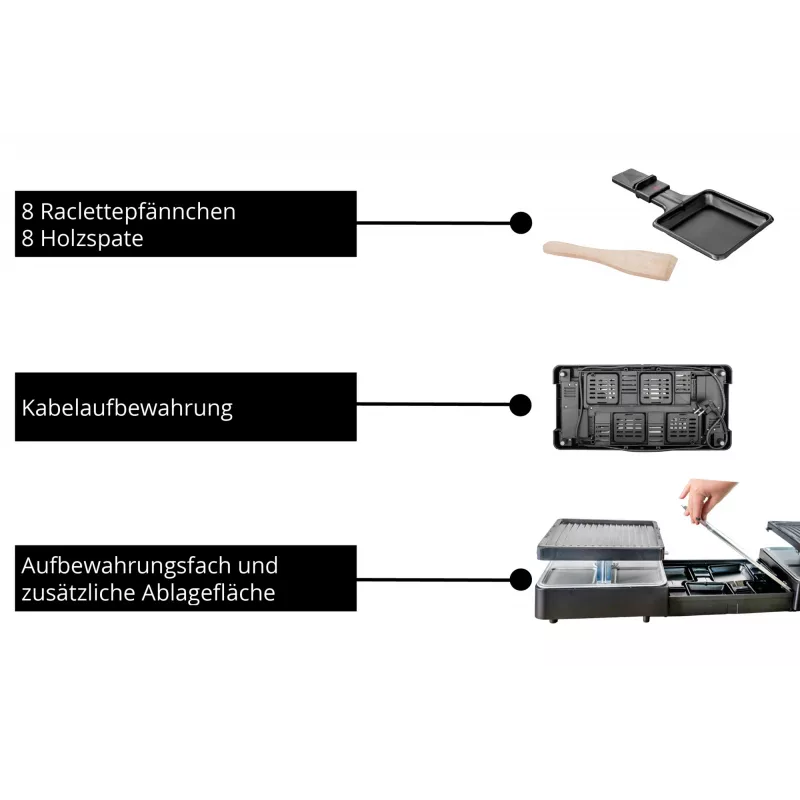 Unold 48755 grelhador raclette 8 pessoas 1300 W preto