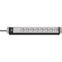 Régua de tomadas BRENNENSTUHL - Premium-Line 19 polegadas Para armários elétricos 8 tomadas Preto/Cinzento-claro - 3m Cinzento