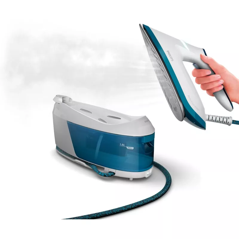 Central de engomar a vapor Philips PSG6022/20 2400 W 1,8 L Sem sola SteamGlide Plus Azul, Branco