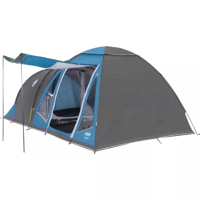 Tenda de cúpula COLEMAN Waterfall 5 (modelo 2025) com extensão de túnel, azul/cinzento