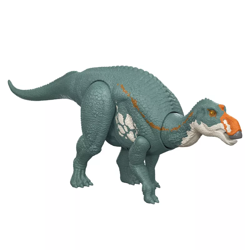 Brinquedo de dinossauro Jurassic World Rebirth Wild Roar Maiasaura, mordida de ataque controlada pela cauda e som