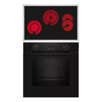 Placa vitrocerâmica e forno elétrico conjunto NEFF B2CCG6AK3 + T18SDH9L0 — placa vitrocerâmica com 4 zonas de cozedura, forno elétrico de 71 L, CircoTherm®