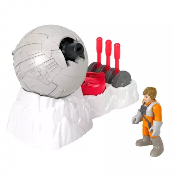 Fisher-Price Imaginext STAR WARS Canhão da base rebelde brinquedo com chave de personagem Luke Skywalker em metal fundido, 5 peças