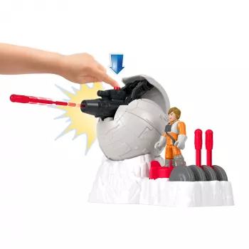 Fisher-Price Imaginext STAR WARS Canhão da base rebelde brinquedo com chave de personagem Luke Skywalker em metal fundido, 5 peças