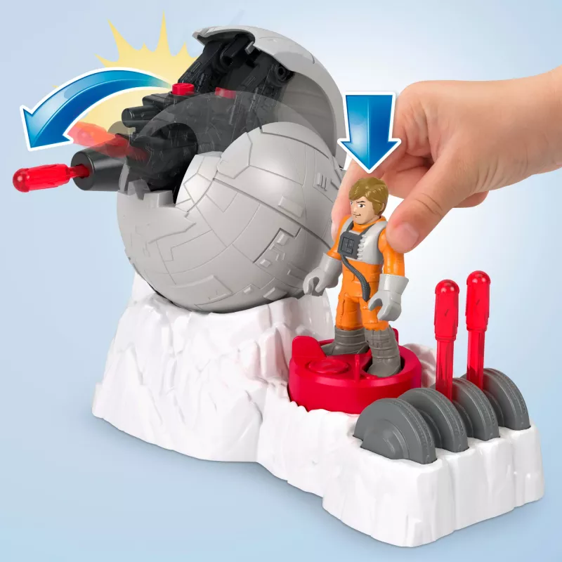 Fisher-Price Imaginext STAR WARS Canhão da base rebelde brinquedo com chave de personagem Luke Skywalker em metal fundido, 5 peças