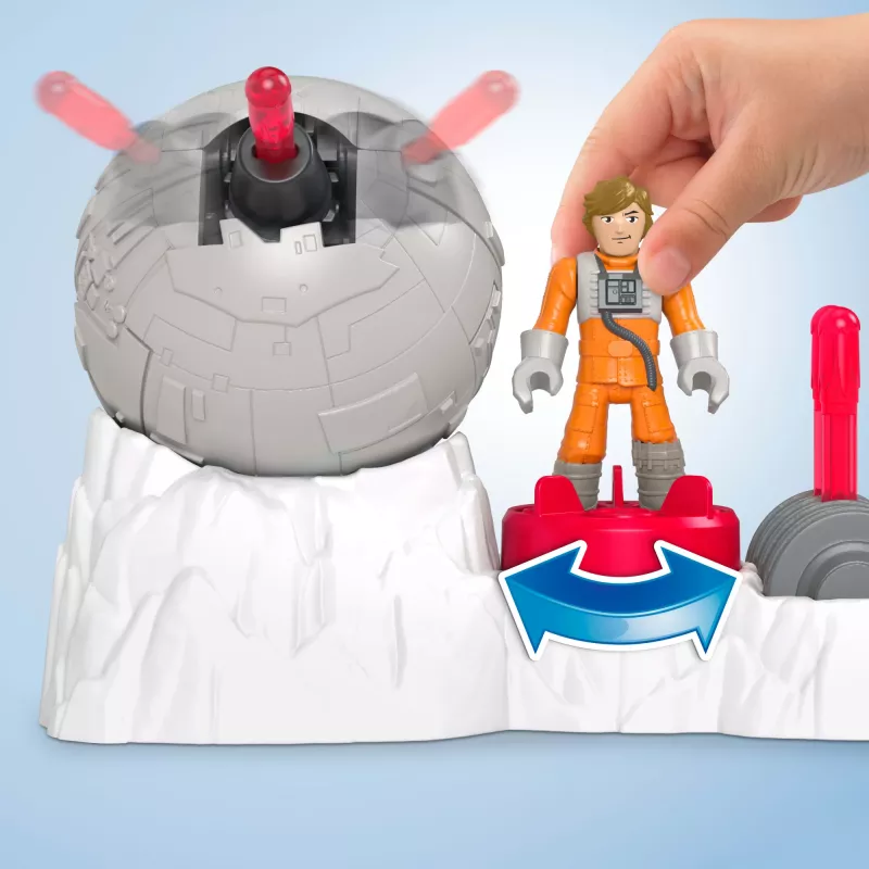 Fisher-Price Imaginext STAR WARS Canhão da base rebelde brinquedo com chave de personagem Luke Skywalker em metal fundido, 5 peças
