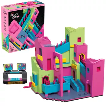 Mattel MEGA Squid Game Conjunto de brincar de construção de escadas com figura de ação (1707 peças) para colecionadores