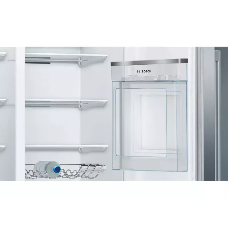 Bosch Serie 6 KAG93AIEP frigorífico Side-by-Side, de instalação livre, 560 l (369 l + 191 l), dispensador de gelo e água, E, aço inoxidável