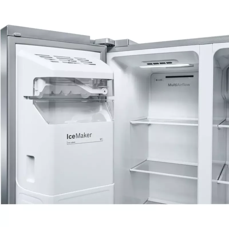 Bosch Serie 6 KAG93AIEP frigorífico Side-by-Side, de instalação livre, 560 l (369 l + 191 l), dispensador de gelo e água, E, aço inoxidável