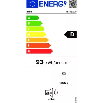 Frigorífico Bosch Serie 4 KSV36VLDP de instalação livre 346 L aço inoxidável