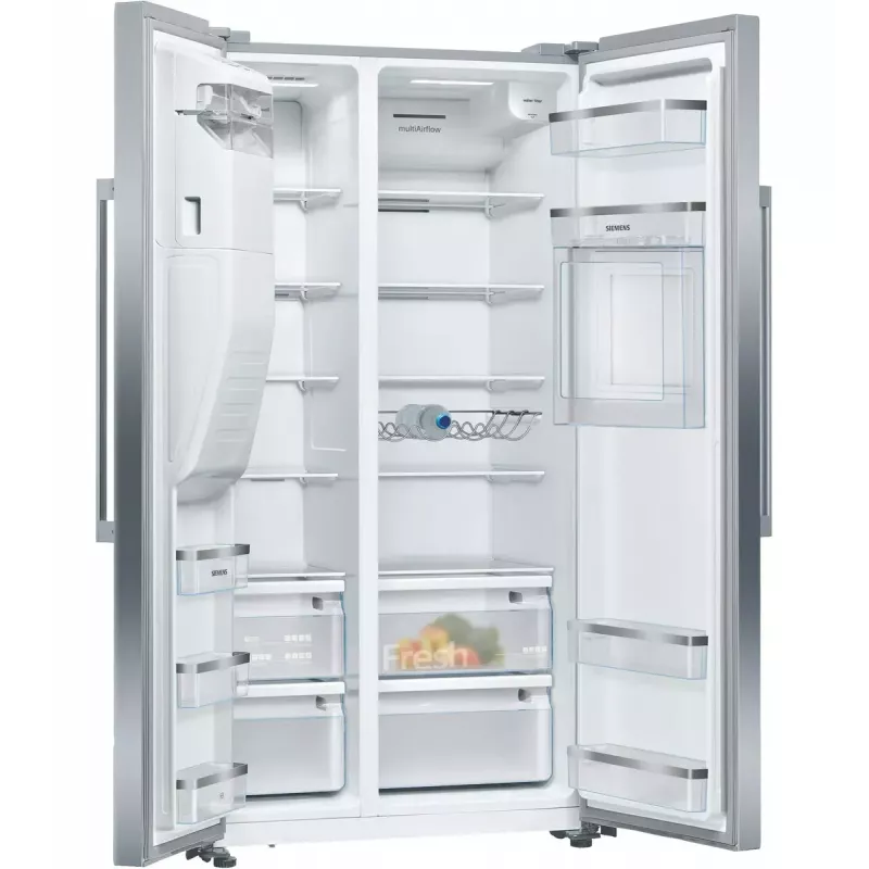 Frigorífico side-by-side Siemens iQ500 KA93GAIEP – independente, 560 l de volume total, compartimento de refrigeração 369 l, compartimento de congelação 191 l, classe energética E, aço inoxidável