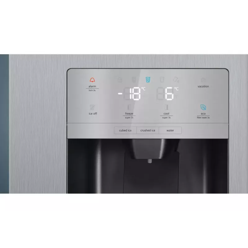 Frigorífico side-by-side Siemens iQ500 KA93GAIEP – independente, 560 l de volume total, compartimento de refrigeração 369 l, compartimento de congelação 191 l, classe energética E, aço inoxidável