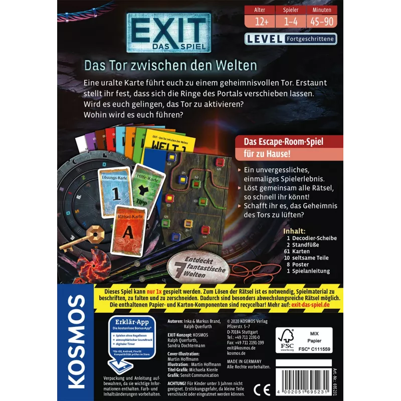 Kosmos 695231 EXIT - Das Tor zwischen den Welten jogo de festa, 1-4 jogadores, 12+