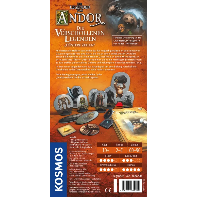 Kosmos 680480 Die Legenden von Andor - Düstere Zeiten jogo de tabuleiro, 2-4 jogadores, 10+