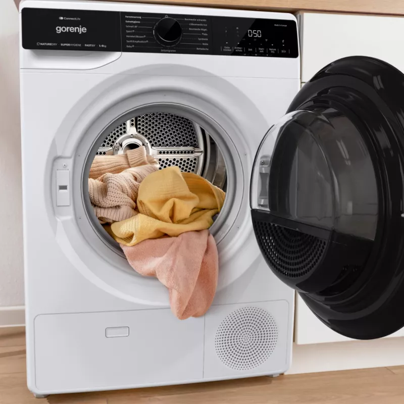 Gorenje DPNA83W Máquina de secar roupa de instalação livre carregamento frontal 8 kg Preto, Branco