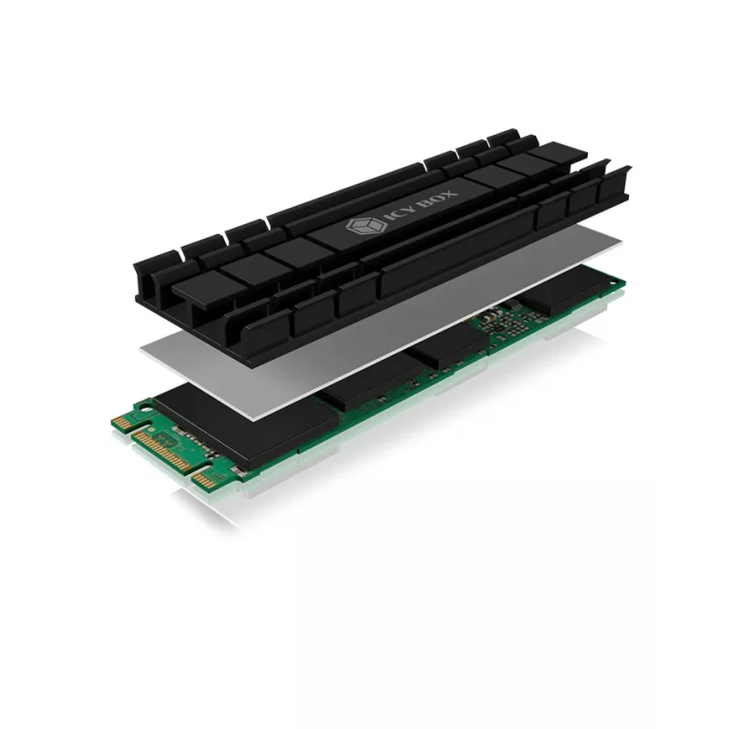 ICY BOX IB-M2HS-701 M.2 2280 SSD dissipador, passivo, alumínio, PC/PS5, preto