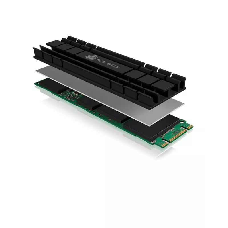 ICY BOX IB-M2HS-701 M.2 2280 SSD dissipador, passivo, alumínio, PC/PS5, preto