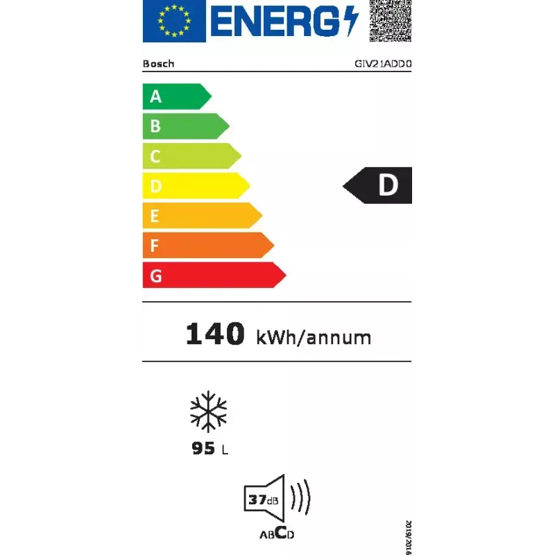 Congelador encastrável Bosch Serie 6 GIV21ADD0 — 95 L, 4* estrelas, classe energética D, abertura da porta à direita