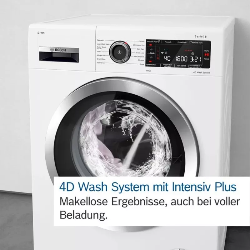 Máquina de lavar roupa Bosch Serie 8 WGB256041 carga frontal 10 kg 1600 rpm preto, branco