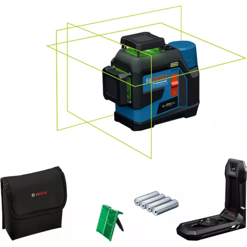 Bosch GLL 12V-100-33 CG Professional laser de linhas verde a bateria com suporte LB 10 (0601065400)