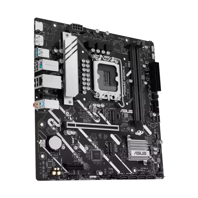 Motherboard ASUS PRIME H810M-A-CSM — Intel H810, LGA 1851, microATX, 2× DDR5 DIMM (até 128 GB), 2× M.2, 4× SATA III, PCIe 4.0