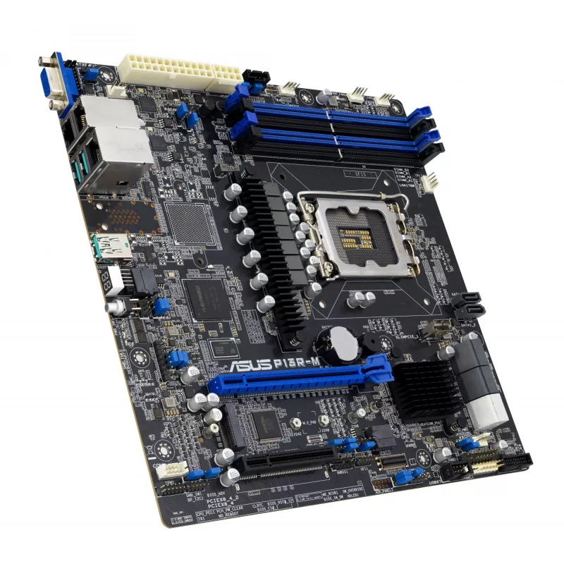 ASUS P13R-M 90SB0C70-M0UAY1 placa-mãe para servidor, Intel C262, LGA 1700, micro ATX, 4x DDR5 ECC DIMM, 8x SATA, 1x M.2, 2x 1GbE, PCIe 5.0, ASMB11-iKVM