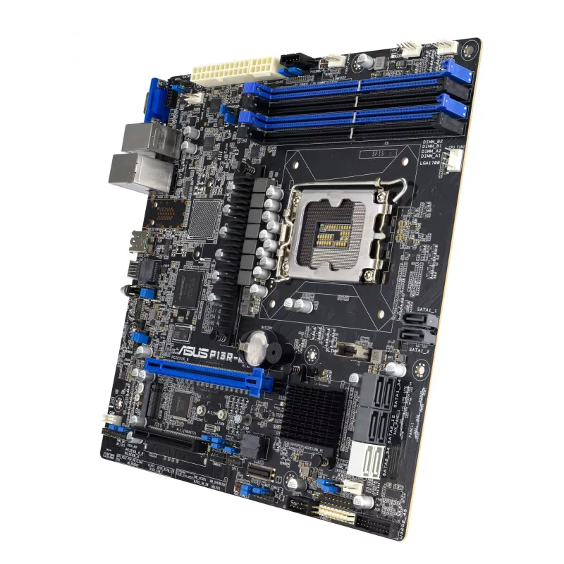 ASUS P13R-M 90SB0C70-M0UAY1 placa-mãe para servidor, Intel C262, LGA 1700, micro ATX, 4x DDR5 ECC DIMM, 8x SATA, 1x M.2, 2x 1GbE, PCIe 5.0, ASMB11-iKVM
