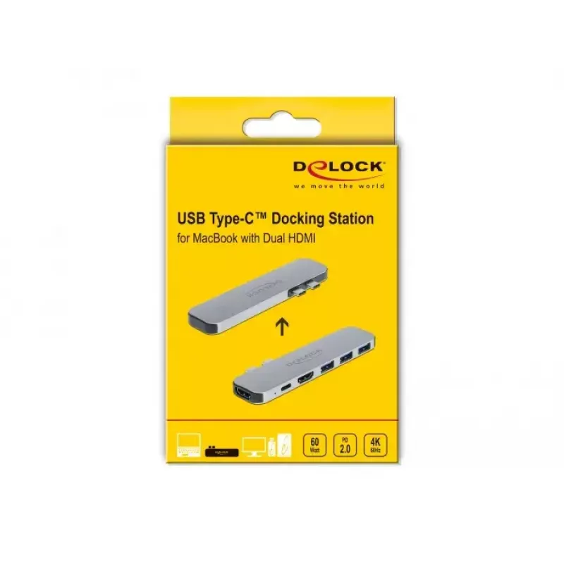 Docking station DeLOCK para MacBook Dual HDMI 4K PD Hub