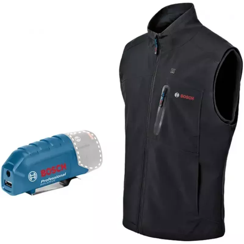 Colete aquecido Bosch GHV 12+18V XA Professional tamanho 3XL preto com carregador e bateria