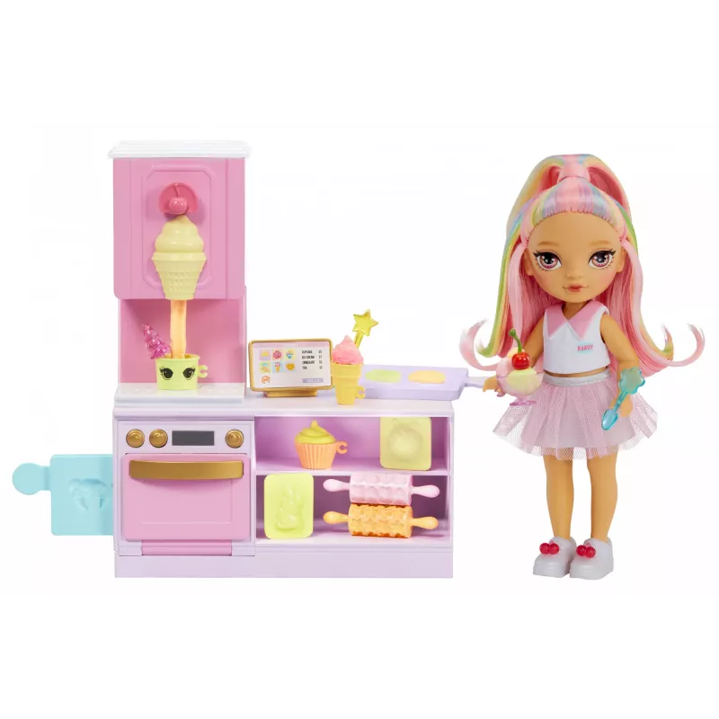 Rainbow High Little Dessert Shop with Kandy 522058-EUC conjunto de brincar com figura de brinquedo, a partir dos 6 anos
