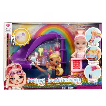 Rainbow High Little Pool Day with Blush Playset, boneca de moda, feminino, 4 ano(s), 140 mm, multicolor