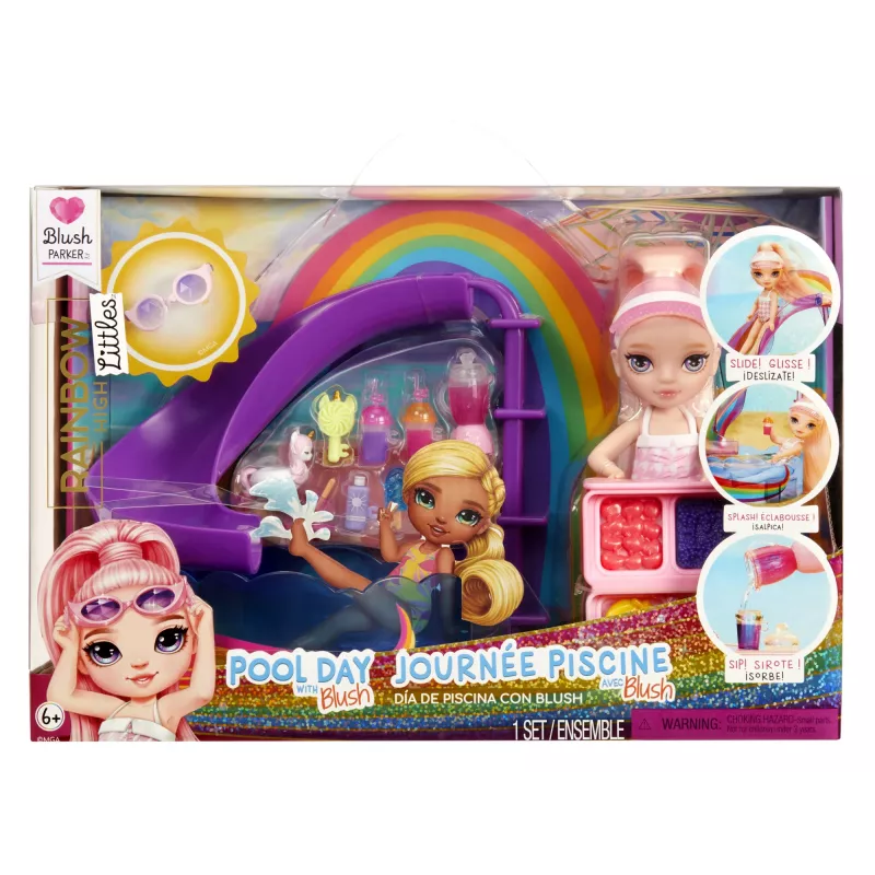 Rainbow High Little Pool Day with Blush 522249-EUC conjunto de brincar com figura de brinquedo, a partir dos 6 anos