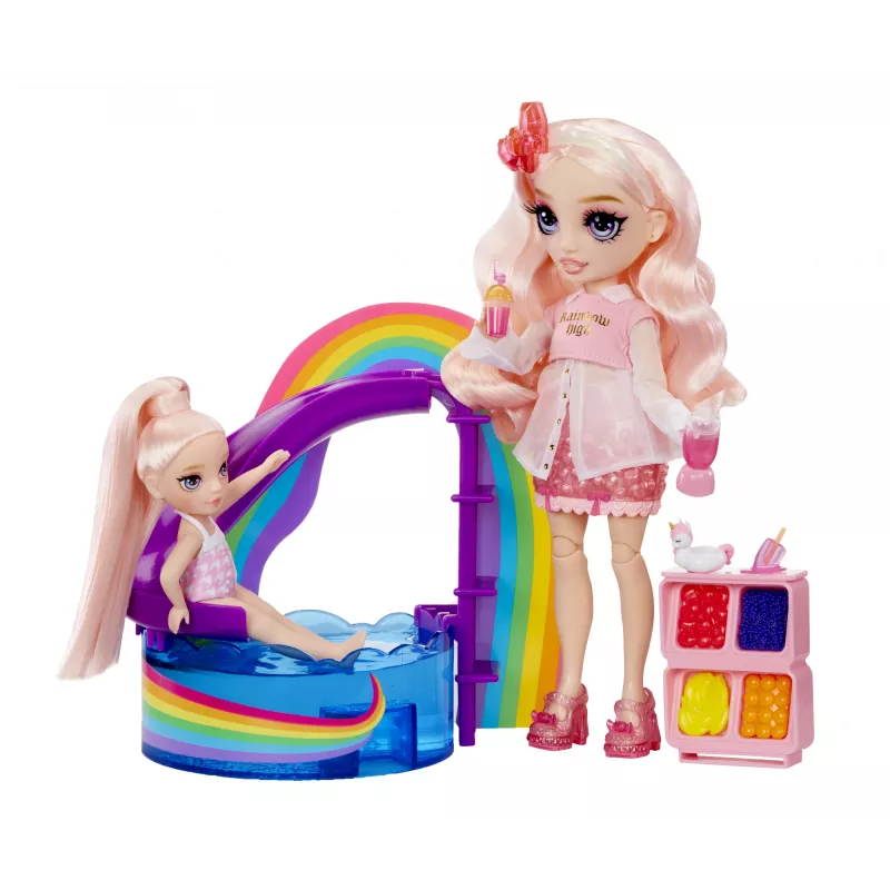 Rainbow High Little Pool Day with Blush 522249-EUC conjunto de brincar com figura de brinquedo, a partir dos 6 anos
