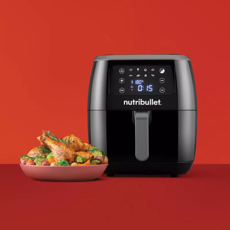 Fritadeira de ar quente NUTRIBULLET XXL Digital fritadeira de ar quente 7 L 1800 W preto, 8 programas, controlo tátil