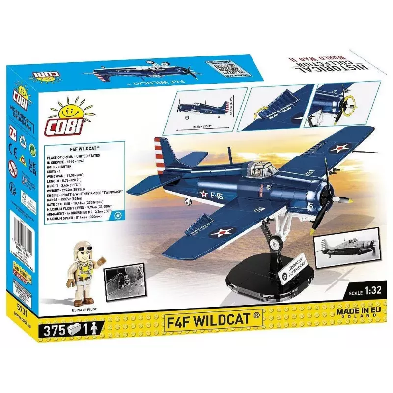 Blocos de construção COBI F4F Wildcat Northrop Grumman 375 peças