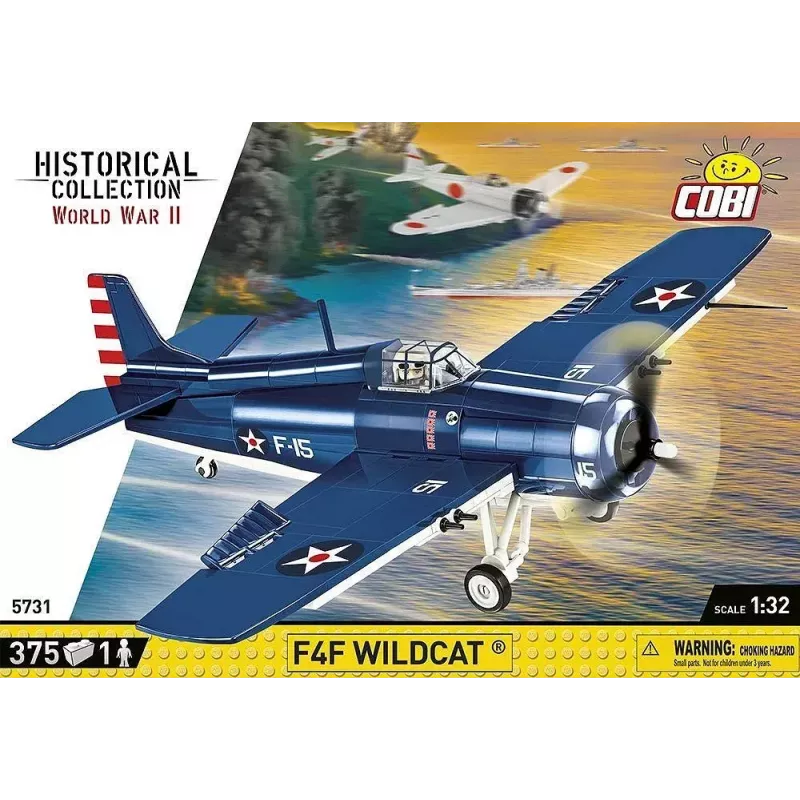 Blocos de construção COBI F4F Wildcat Northrop Grumman 375 peças