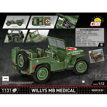 Kit COBI Willys MB Medical 1131 peças a partir de 10 anos
